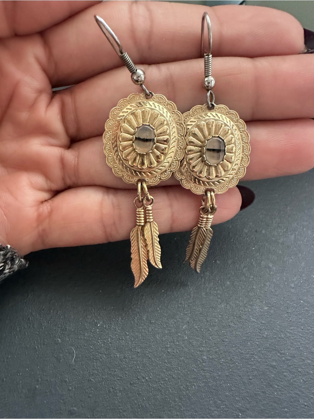 Gold-Tone Sunburst Dangle Feather Earrings - Women Jewelry